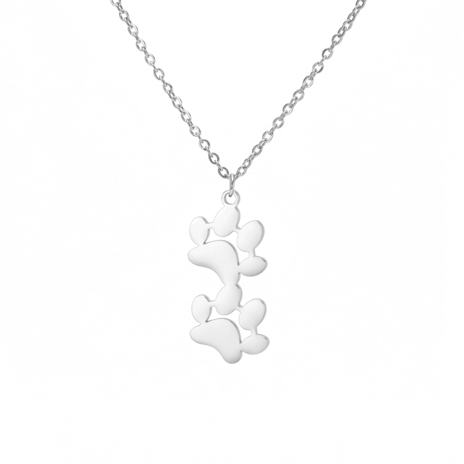 Wholesale Continuous Cat Paw Animal Footprint Pendant Stainless Steel Necklace